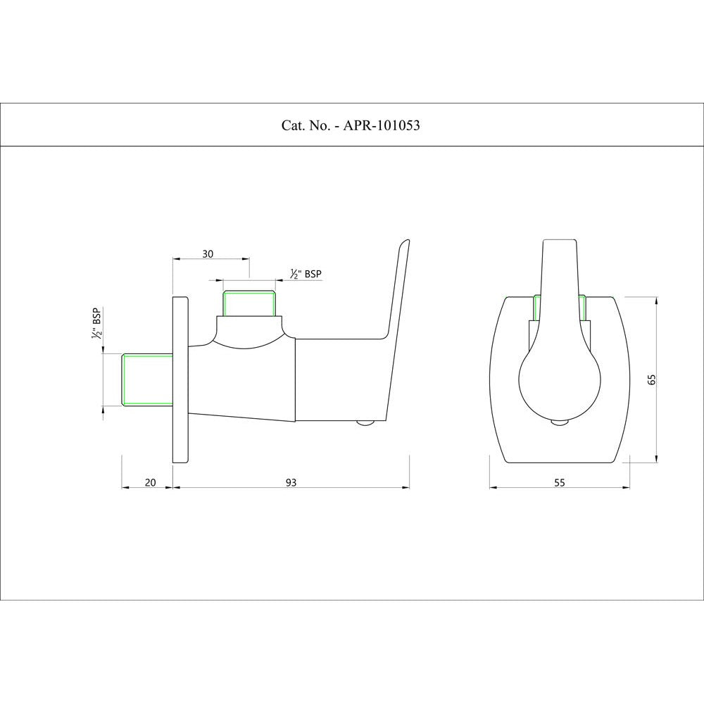 ANGULAR STOP COCK W/FLANGE - ESSCO FAUCET -  ( CHROME - ASPIRE - 0x15 mm - 0inchX0.6inch )