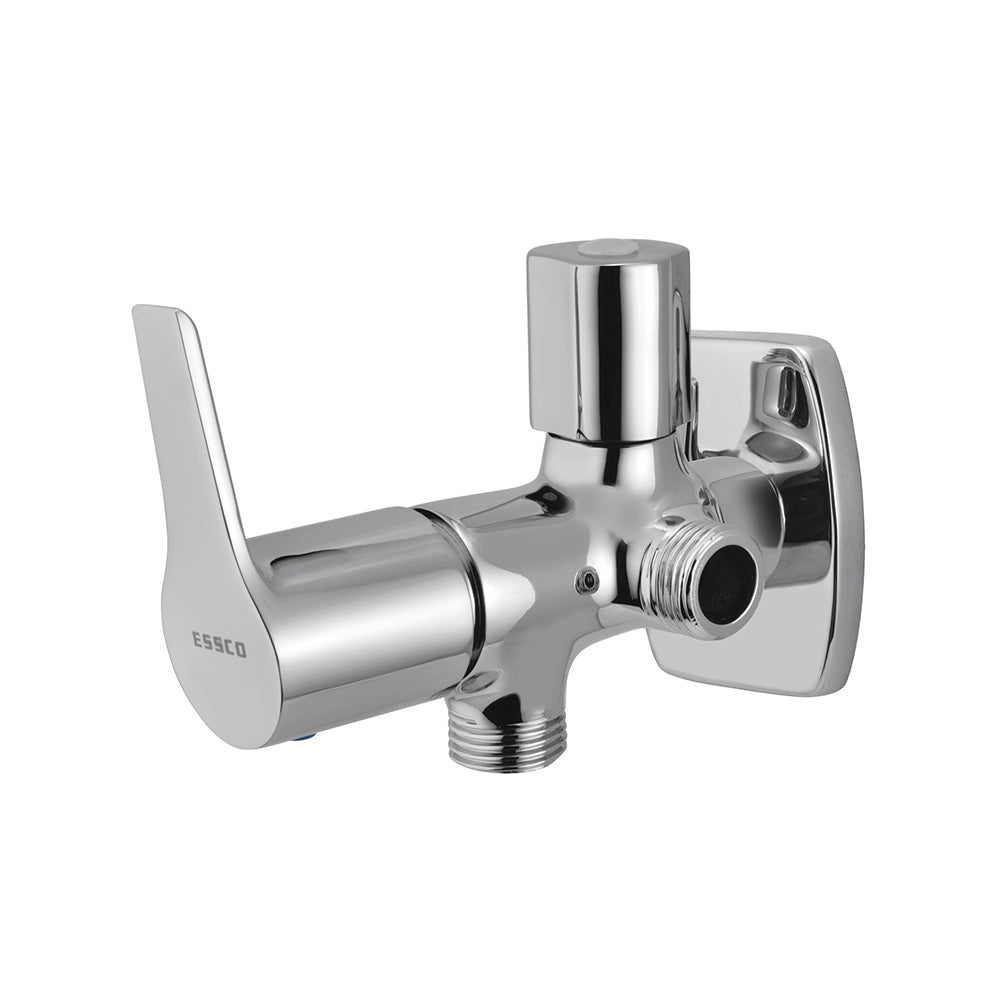 2-WAY ANGULAR STOP COCK WITH WALL FLANGE - ESSCO FAUCET -  ( CHROME - ASPIRE - 0x0 mm - 0inchx0inch )