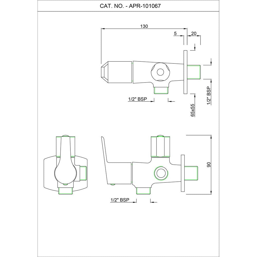 2-WAY ANGULAR STOP COCK WITH WALL FLANGE - ESSCO FAUCET -  ( CHROME - ASPIRE - 0x0 mm - 0inchx0inch )