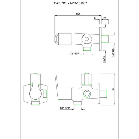 2-WAY ANGULAR STOP COCK WITH WALL FLANGE - ESSCO FAUCET -  ( CHROME - ASPIRE - 0x0 mm - 0inchx0inch )