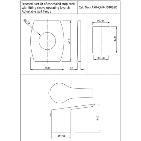 CONC.STOP COCK - ESSCO FAUCET -  ( CHROME - ASPIRE - 0x15 mm - 0inchX0.6inch )