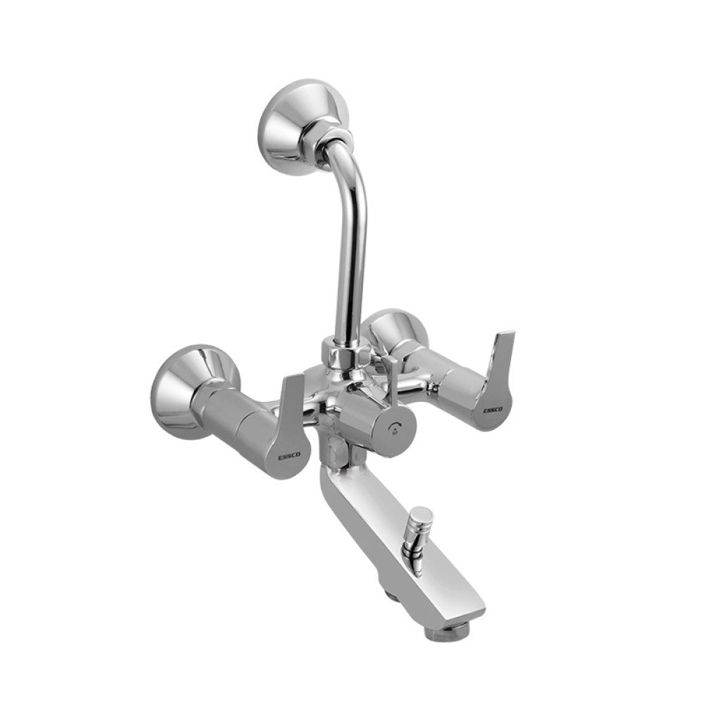 WALL MIXER 3 IN 1 W/BEND - ESSCO FAUCET -  ( CHROME - ASPIRE - 0x15 mm - 0inchX0.5inch )