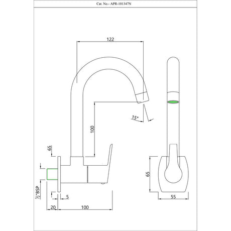 SINK COCK W/M EXT W/SWIVEL SPT & FLANGE - ESSCO FAUCET -  ( CHROME - ASPIRE - 0x15 mm - 0inchX0.6inch )