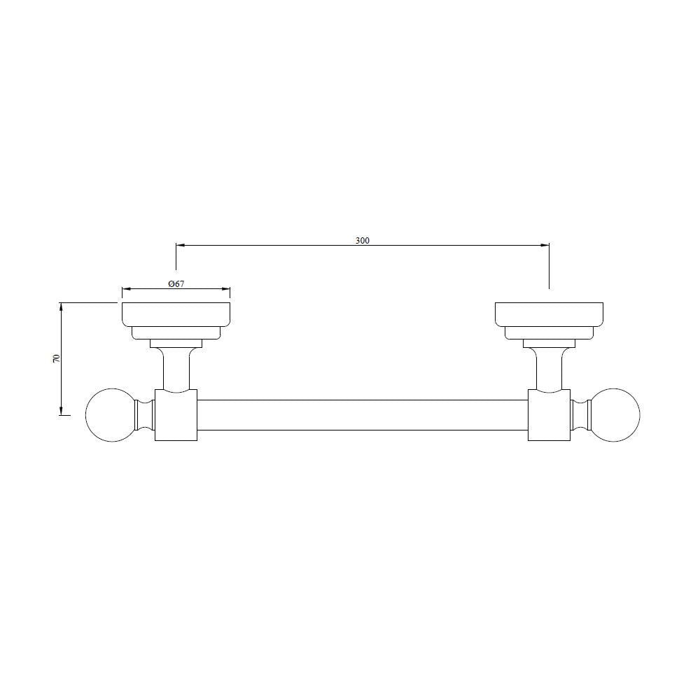 TOWEL  RAIL - JAQUAR FAUCETS -  ( CHROME - QUEENS ACC. - 0x300 mm - 0inchX12inch )