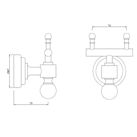 DOUBLE COAT HOOK - JAQUAR FAUCETS -  ( BLACK CHROME - QUEENS ACC. - 0x0 mm - 0inchx0inch )