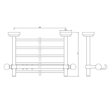 TOWEL  RACK - JAQUAR FAUCETS -  ( CHROME - QUEENS ACC. - 0x600 mm - 0inchX24inch )