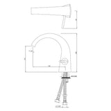 S.L. B/MIXER W/O POP UP & BRAIDED PIPE - JAQUAR FAUCETS -  ( BLACK MATT - ARC - 0x15 mm - 0inchX0.5inch )