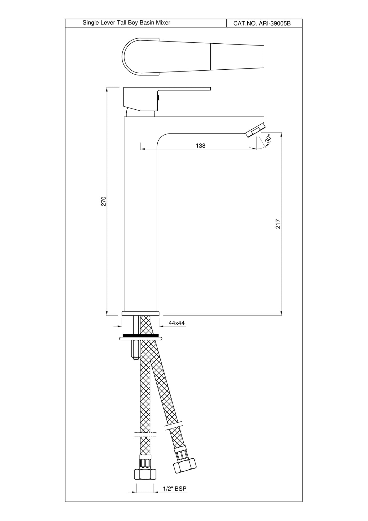 S.L. B/MIXER 135MM EXTD BRAIDED PIPES - JAQUAR FAUCETS -  ( CHROME - ARIA - 0x15 mm - 0inchX0.5inch )