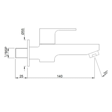 BIB COCK WITH FLANGE - JAQUAR FAUCETS -  ( CHROME - ARIA - 0x15 mm - 0inchX0.5inch )