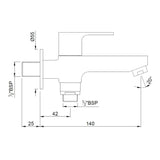 BIB COCK  2-WAY WITH FLANGE - JAQUAR FAUCETS -  ( CHROME - ARIA - 0x15 mm - 0inchX0.5inch )