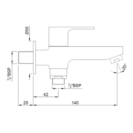 BIB COCK  2-WAY WITH FLANGE - JAQUAR FAUCETS -  ( CHROME - ARIA - 0x15 mm - 0inchX0.5inch )