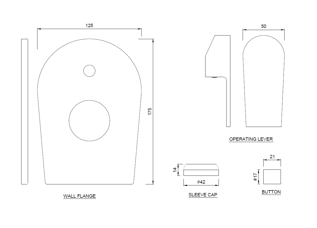 SLEXPOSED PART DIV KIT BUTTON TOP - JAQUAR FAUCETS -  ( CHROME - ARIA - 0x15 mm - 0inchX0.5inch )