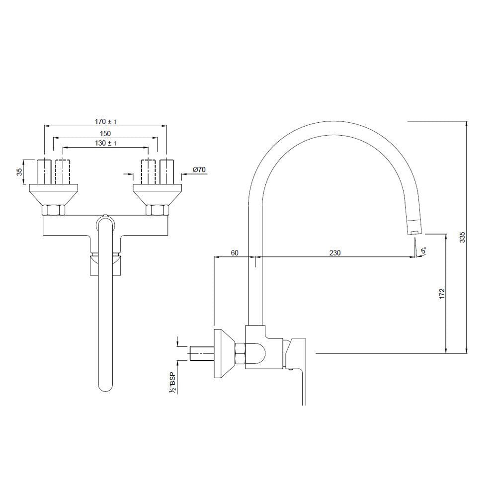 S.L. SINK MIXER W/M W.UPPER SPOUT - JAQUAR FAUCETS -  ( CHROME - ARIA - 0x15 mm - 0inchX0.5inch )