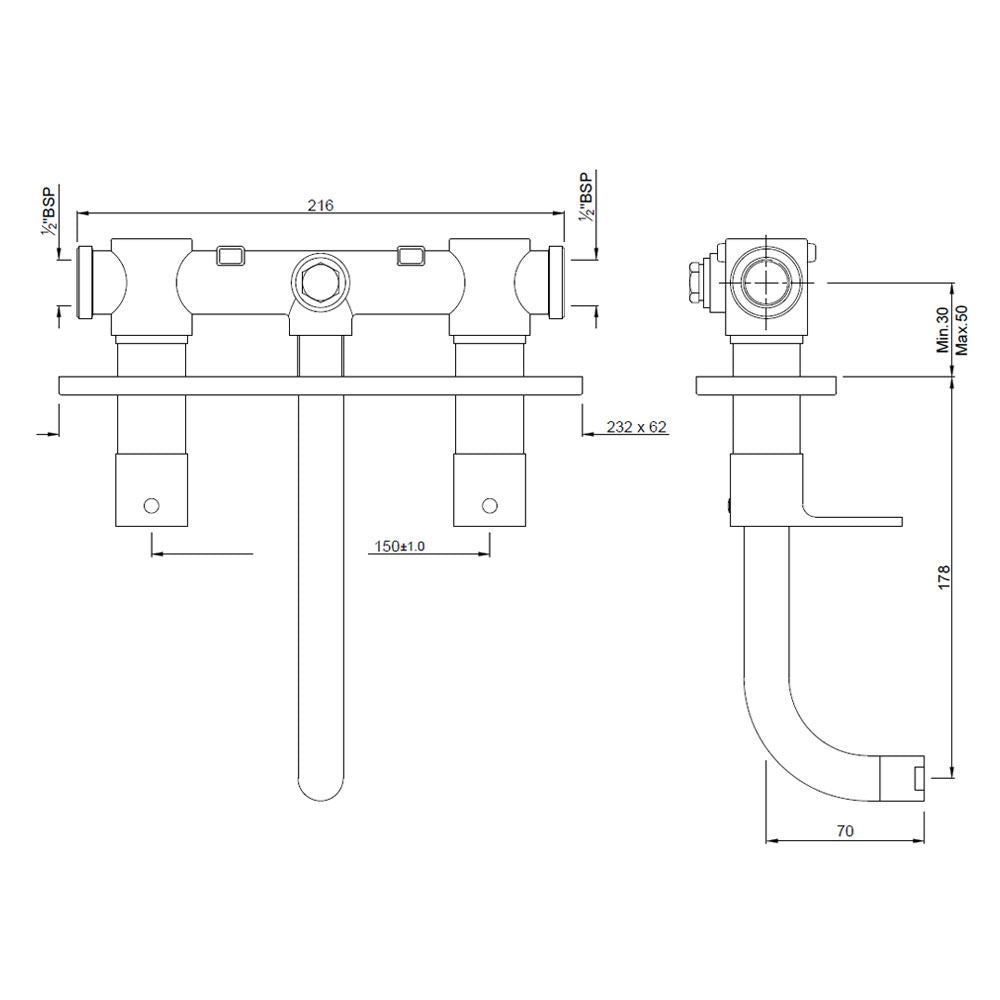2 CONC STOP WITH  BASIN SPT - JAQUAR FAUCETS -  ( CHROME - ARIA - 0x15 mm - 0inchX0.5inch )