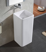 F/M FULL PEDESTAL WASH BASIN (HT-850MM) - AQUANT - ( WHITE - - 400x400 mm - 16inchX16inch )