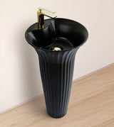 FLOOR MOUNT FULL PEDESTAL BASIN - AQUANT -  ( MATT BLACK -  - 415x405 mm - 17inchX16inch )