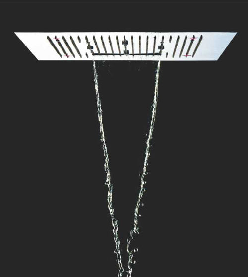SS 4 FUNC.CEILING RAIN SHWR W/INST. KIT - AQUANT -  ( CHROME - CHROMOTHERAPY - 600x400 mm - 24inchX16inch )