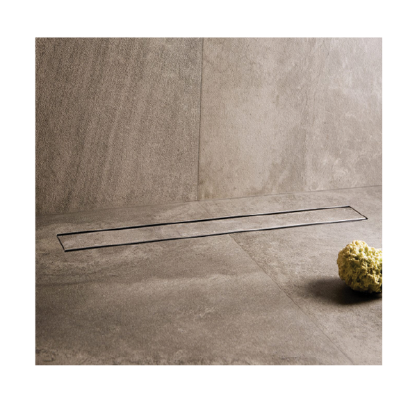 SHOWER CHANNEL DRAINR W/BASE CONTRL UNIT - AQUANT - ( CHROME - INVISIBLE TILE INSRT - 100x900 mm - 4inchX36inch )