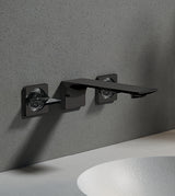 PRESTIGE COLLECTION 3/HOLE BRASS WALL MOUNTED BASIN MIXER W/GLACIER GREY HANDLES - AQUANT - ( GRAPHITE GREY - PRESTIGE SERIES - 0x0 mm - 0inchX0inch )