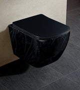 WALL HUNG WC RIMLESS W/UF SEAT COVER - AQUANT -  ( MARQUINA GLOSSY FINISH -  - 515x360 mm - 20.6inchX14.4inch )