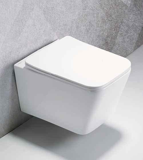 RIMLESS WC WITH SOFT CLOSE UF SLIM SEAT COVER - AQUANT -  ( WHITE -  - 520x350x345 mm - 20.8inchX14inchX13.8inch )