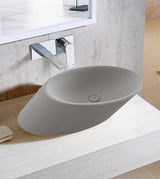 TABLE MOUNTED CERAMIC ART BASIN - AQUANT -  ( MATT ASH GREY -  - 720x400x140 mm - 28.8inchX16inchX5.6inch )