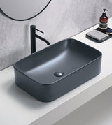 TABLE MOUNTED CERAMIC WASH BASIN - AQUANT-( MATT GREY-610x380x150 mm - 24.4inchX15.2inchX6inch )