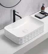 TABLE MOUNTED CERAMIC ART WASH BASIN - AQUANT - ( WHITE - - 600x395x130 mm - 24inchX15.8inchX5.2inch )