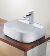 TABLE / WALL MOUNTED CERAMIC WASH BASIN WITH TAP HOLE - AQUANT -  ( WHITE -  - 500x420x145 mm - 20inchX16.8inchX5.8inch )