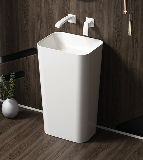 FLOOR MOUNTED PEDESTAL - AQUANT - ( GLOSSY WHITE - - 860x500x380 mm - 34.4inchX20inchX15.2inch )