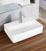 TABLE / WALL MOUNTED CERAMIC WASH BASIN WITH TAP HOLE - AQUANT -  ( WHITE -  - 450x340x150 mm - 18inchX13.6inchX6inch )