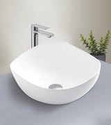 TABLE MOUNTED CERAMIC ART WASH BASIN - AQUANT - ( WHITE - - 380x280x170 mm - 15.2inchX11.2inchX6.8inch )