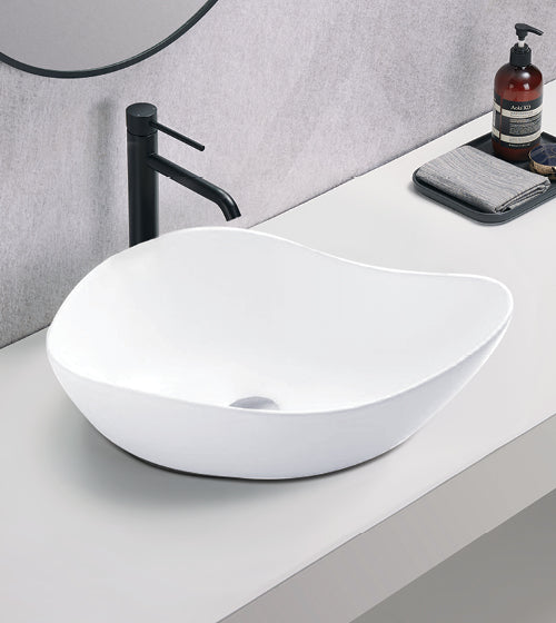 TABLE MOUNTED CERAMIC ART WASH BASIN - AQUANT - ( WHITE - - 505x380x180 mm - 20.2inchX15.2inchX7.2inch )