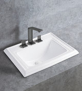 THREE HOLE SEMI COUNTER WASH BASIN - AQUANT - ( WHITE - - 585x465x230 mm - 23.4inchX18.6inchX9.2inch )