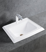 SEMI COUNTER WASH BASIN WITH TAP HOLE - AQUANT - ( WHITE - - 585x465x230 mm - 23.4inchX18.6inchX9.2inch )