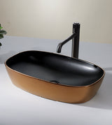 TABLE MOUNTED WASH BASIN - AQUANT - ( BRUSHED ROSE GOLD + BLACK - - 600x390 mm - 24.15inchX15.6inch )