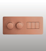 CONC THERMOSTATIC MULTI FUN 3 OUTLET SWITCH BUTTON DIVERTER WITH FLOW CONTROL 20 MM INLET - AQUANT -  ( ROSE GOLD - PIANO SERIES - 20x0 mm - 0.8inchX0inch )