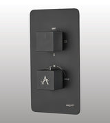 HIGH FLOW THERMOSTATIC DIVERTER WITH 3 OUTLETS 20MM INLET SQUARE SHAPE - AQUANT -  ( MATT BLACK -  - 20x0 mm - 0.8inchX0inch )
