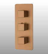 HIGH FLOW THERMOSTATIC DIVERTER WITH FOUR OUTLETS SQUARE SHAPE 20MM INLET - AQUANT - ( BRUSHED ROSE GOLD - - 20x0 mm - 0.8inchX0inch )
