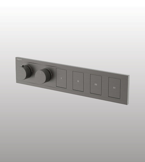 CONC THERMOSTATIC MULTI FUN 4 OUTLET SWITCH BUTTON DIVERTER WITH FLOW CONTROL 20 MM INLET - AQUANT -  ( GRAPHITE GREY - PIANO SERIES - 20x0 mm - 0.8inchX0inch )