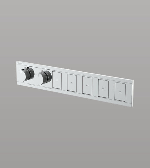 CONC THERMOSTATIC MULTI FUN 4 OUTLET SWITCH BUTTON DIVERTER WITH FLOW CONTROL 20 MM INLET - AQUANT -  ( CHROME - PIANO SERIES - 20x0 mm - 0.8inchX0inch )