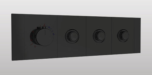 HIGH FLOW CONC THERMOSTATIC MULTI FUN DIVERTER WITH 3 OUTLETS WITH FLOW CONTROL 20MM INLET HORIZONTAL PLATE - AQUANT - ( MATT BLACK - - 20x0 mm - 0.8inchX0inch )