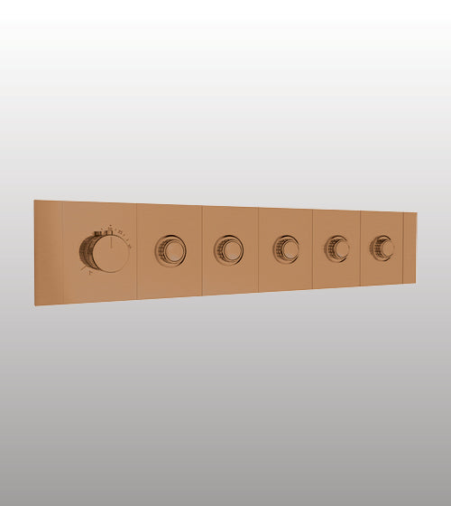 HIGH FLOW CONC THERMOSTATIC MULTI FUN DIVERTER WITH 5 OUTLETS WITH FLOW CONTROL 20MM INLET HORIZONTAL PLATE - AQUANT -  ( BRUSHED ROSE GOLD -  - 20x0 mm - 0.8inchX0inch )