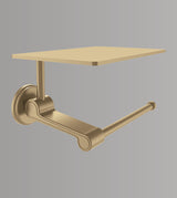 BRASS TOILET PAPER HOLDER WITH SHELF - AQUANT -  ( BRUSHED GOLD - HERITAGE SERIES - 0x0 mm - 0inchx0inch )