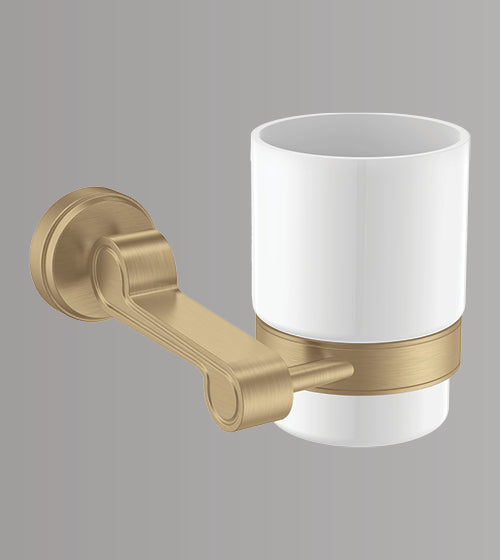 BRASS TUMBLER HOLDER - AQUANT -  ( BRUSHED GOLD - HERITAGE SERIES - 0x0 mm - 0inchx0inch )