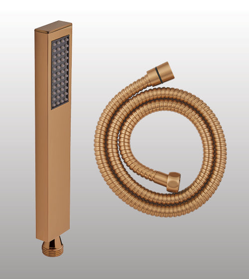 SINGLE FUNCTION BRASS HAND SHOWER SET WITH 1.5MTR FLEXIBLE HOSE - AQUANT - ( BRUSHED ROSE GOLD - - 0x0 mm - 0inchX0inch )