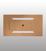 SS 4 FUN CONC CEILING MOUNTED SHOWER W/INSTALL KIT FOR FALSE CEILING W/REMOTE CONTROL FOR LED LIGHTS - AQUANT -  ( BRUSHED ROSE GOLD - CHROMOTHERAPY - 600x400 mm - 24inchX16inch )