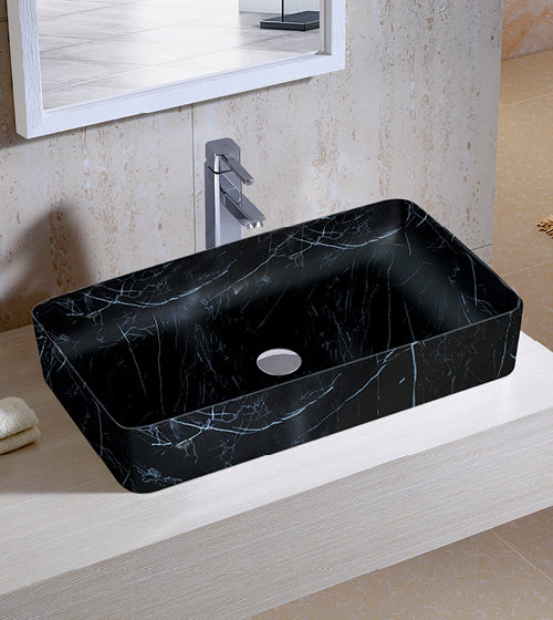 TABLE MOUNTD W/B W/POP UP WASTE CUPLING - AQUANT -  ( MARQUINA GLOSSY FINISH -  - 615x360 mm - 25inchX15inch )
