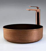 WASH BASIN TABLE MOUNTED ROUND - AQUANT -  ( ROSE GOLD+BLACK -  - 355x355 mm - 14inchX14inch )