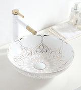 TABLE MOUNTED CERAMIC ART WASH BASIN - AQUANT - ( WHITE - ARABIAN - 405x125 mm - 16.2inchX5inch )
